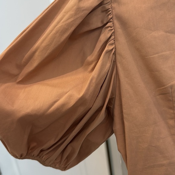 Cinq À Sept Vada women’s puff sleeve poplin crop top in sahara Size M. - Picture 8 of 11